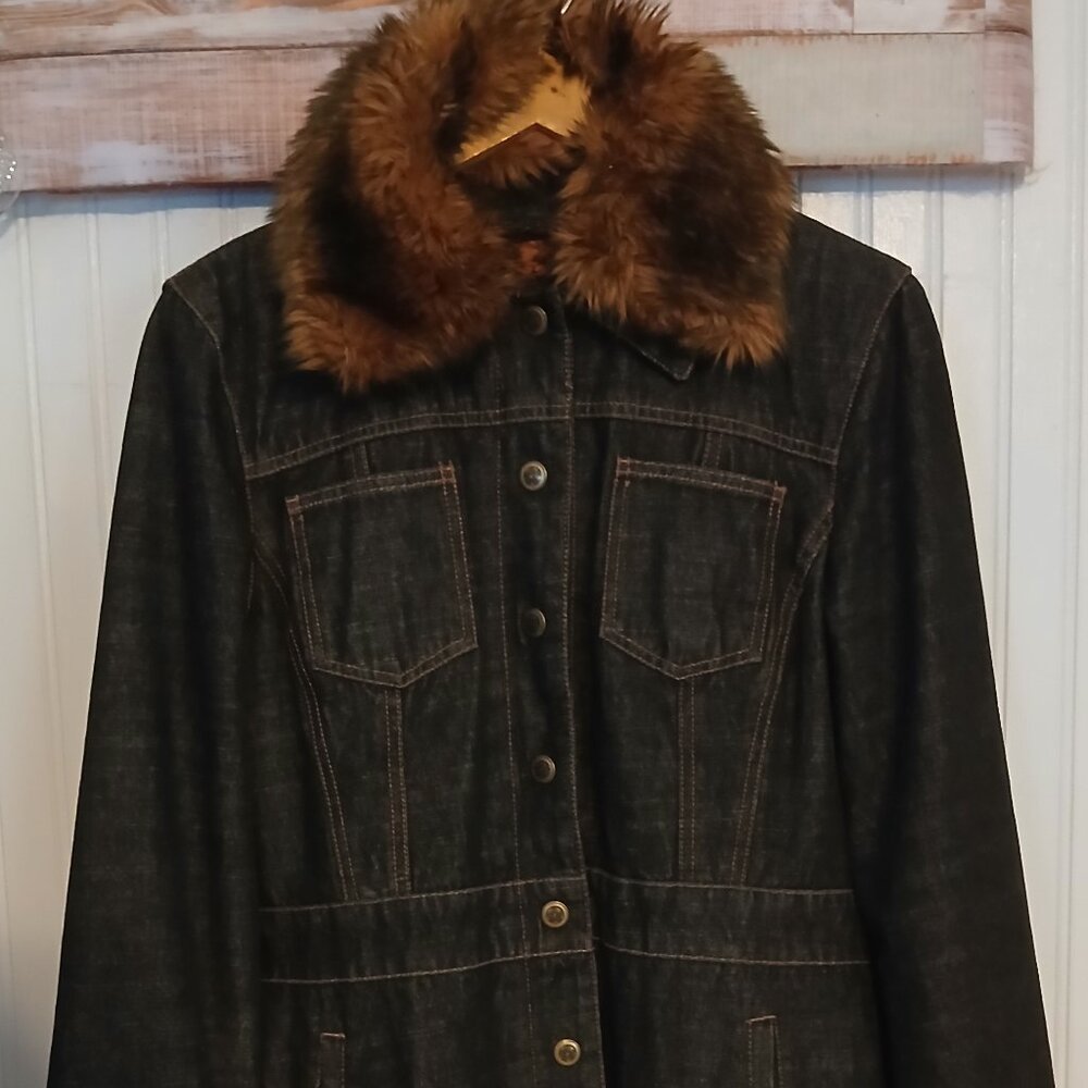 Nine West Black Denim Jacket Size L